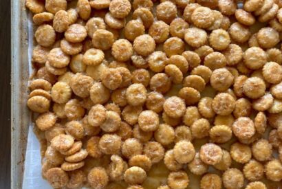 Thumbnail for Salted Caramel Oyster Cracker Bites A Sweet, Salty, and Addictive Crunchy Snack Coated in Rich Homemade Caramel