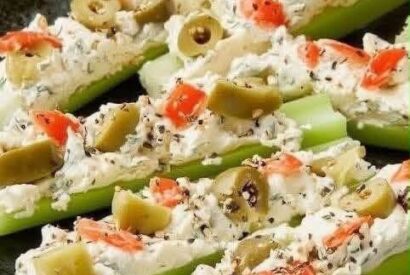 Thumbnail for Classic Grandma’s Stuffed Celery A Retro, Creamy, and Crunchy Appetizer Filled with Herbed Cream Cheese and Savory Spices